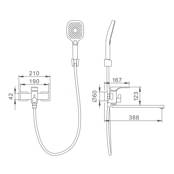 Смеситель для ванны  Splenka оружейная сталь S55.22.09
