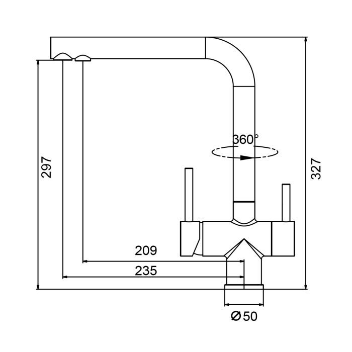 Смеситель для кухни с подключением к фильтру питьевой воды Splenka сатин S70.61.05