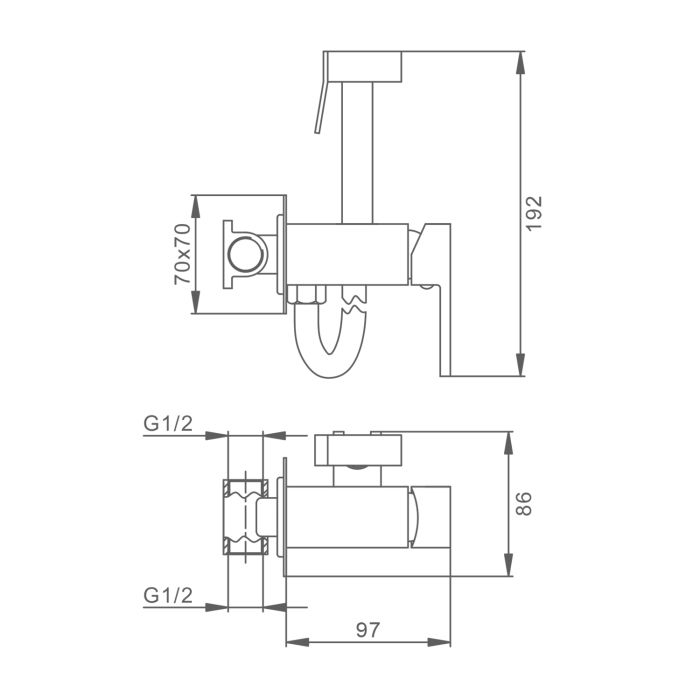 Смеситель с гигиеническим душем встраиваемый Splenka серый S98.52.07